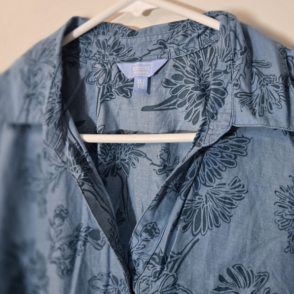 Denver Hayes XL Blouse Button Up Hawaiian Style Blue Ombre Floral  Resort Travel - Picture 2 of 14
